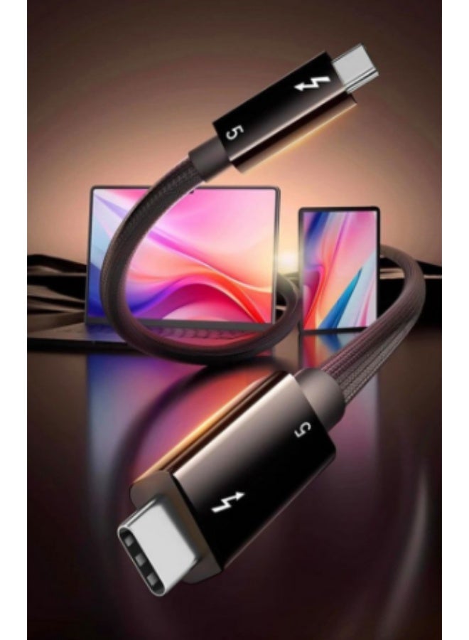 كابل تايب سي متوافق مع Thunderbolt 5 | نقل بيانات فائق السرعة 80 جيجابت في الثانية | يدعم إخراج الفيديو 16K/30Hz و8K/60Hz | شحن سريع للغاية PD3.1 بقوة 240 واط | طول 1 متر، سلك منسوج عالي الكثافة | متوافق مع Thunderbolt 5/4/3 وUSB4/3.2/3.1/3.0 - Image 1