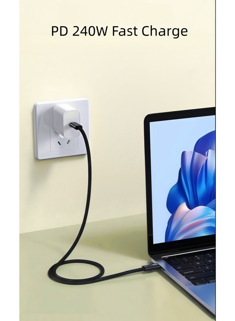 كابل تايب سي متوافق مع Thunderbolt 5 | نقل بيانات فائق السرعة 80 جيجابت في الثانية | يدعم إخراج الفيديو 16K/30Hz و8K/60Hz | شحن سريع للغاية PD3.1 بقوة 240 واط | طول 1 متر، سلك منسوج عالي الكثافة | متوافق مع Thunderbolt 5/4/3 وUSB4/3.2/3.1/3.0 - Image 3