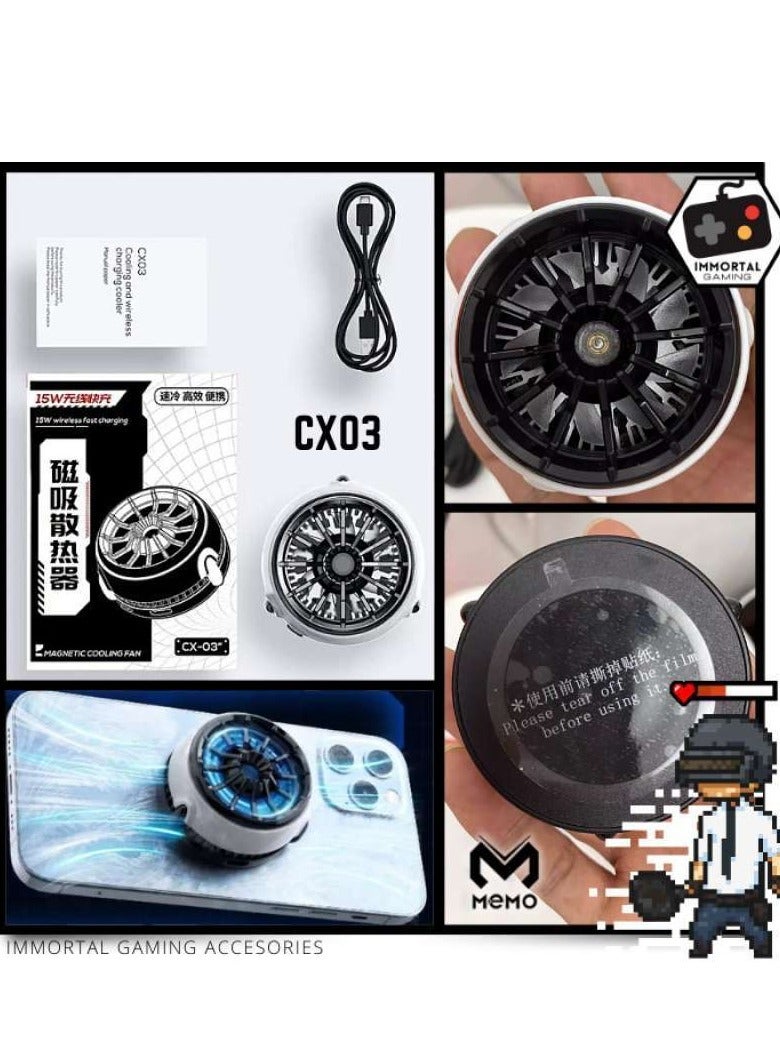 Memo CX03 Cell Phone Semiconductor Magnetic Cooling Fan Radiator with Wireless Charging Function for PUBG Game Cooler for IOS Android  - Image 2