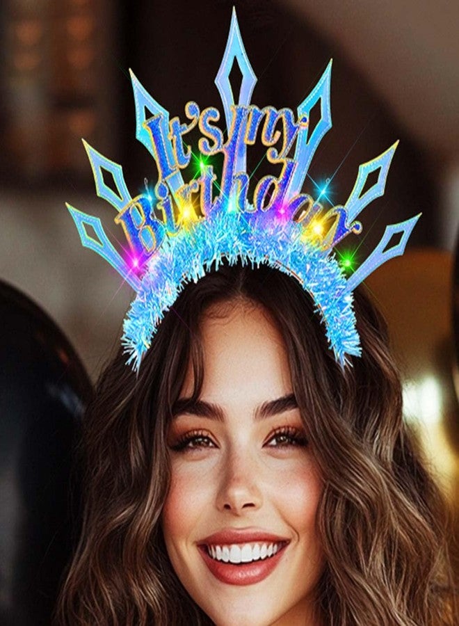 JONKY Light Up Happy Birthday Headband Glowing Birthday Hair Band LED Hair Accessories for Women - Image 1
