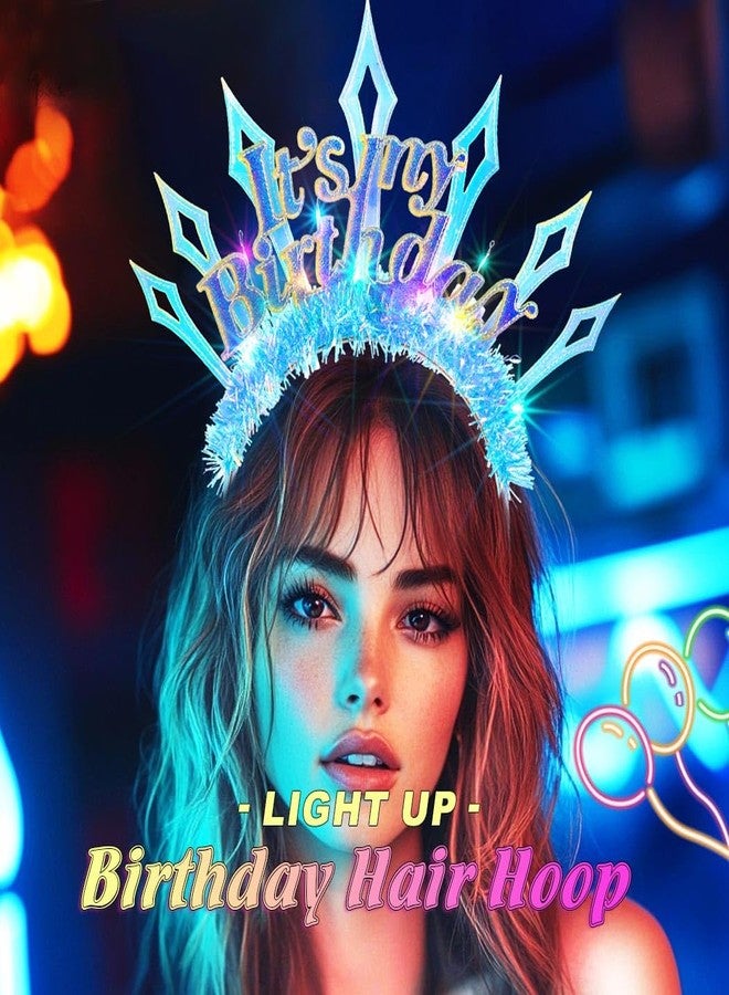 JONKY Light Up Happy Birthday Headband Glowing Birthday Hair Band LED Hair Accessories for Women - Image 3