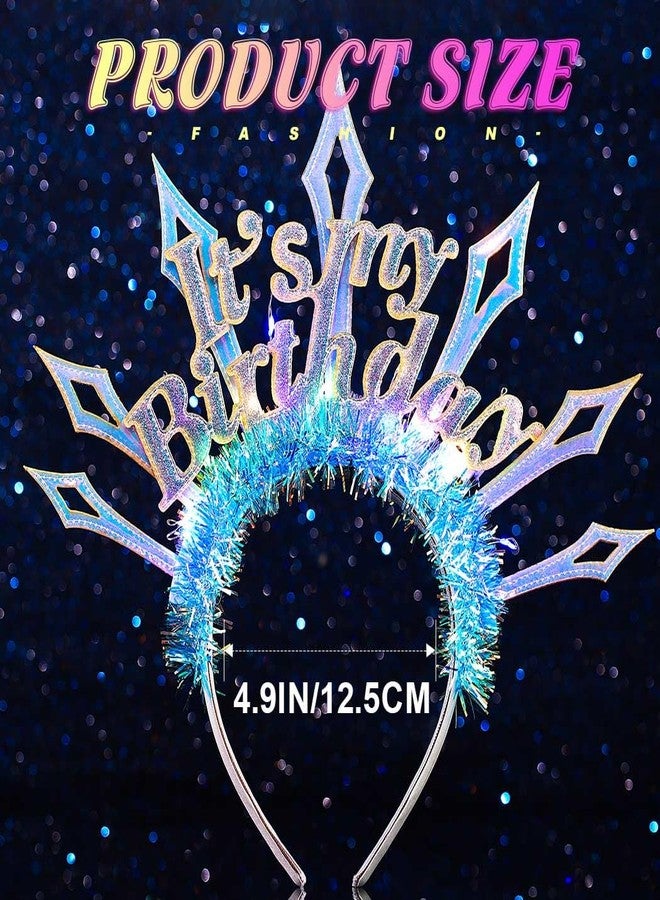JONKY Light Up Happy Birthday Headband Glowing Birthday Hair Band LED Hair Accessories for Women - Image 2