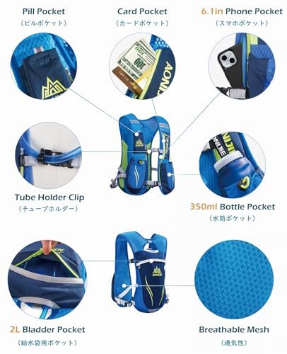 TRIWONDER Running Vest for Men Women Hydration Backpack Water Pack 5.5L Lightweight Runner Marathon Trail Hiking Cycling (Grey - Only Vest) - Image 3