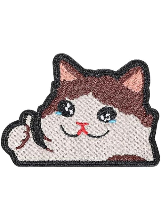 Generic - Funny Cry Cat Patch, Embroidered Applique Patches, Cute Cat Patches DIY Decal Accessories with Hook Fastener Backing for Tactical Backpacks Dog Harnesses Army Vests Gym Bags Hats Helmets - Image 1