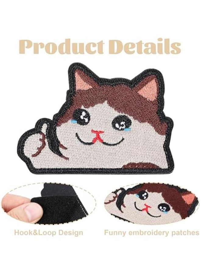 Generic - Funny Cry Cat Patch, Embroidered Applique Patches, Cute Cat Patches DIY Decal Accessories with Hook Fastener Backing for Tactical Backpacks Dog Harnesses Army Vests Gym Bags Hats Helmets - Image 1