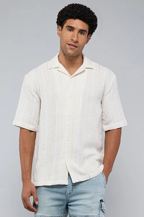 أر أند بي Plaid Shirt with Revere Collar and Short Sleeves