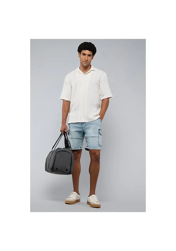 أر أند بي Plaid Shirt with Revere Collar and Short Sleeves