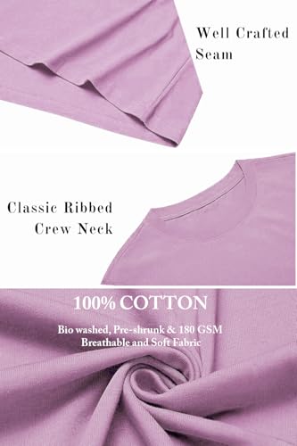 ENCIGER® Men's Solid 100% Cotton T Shirt | Round Neck | Half Sleeve | Plain-Regular Fit (Pink, Small) - Image 4