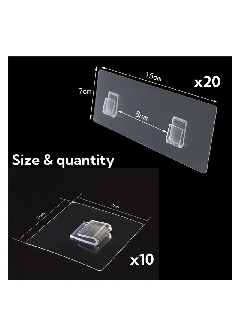 نوفولان ملصقات بديلة لاصقة لرفوف الحمام، 30 قطعة، شرائط لاصقة متينة لخطافات الحمام ومنظمات المطبخ - خطافات تثبيت على الحائط - 20 قطعة 7 سم × 15 سم و10 قطع 7 سم × 7 سم - Image 2