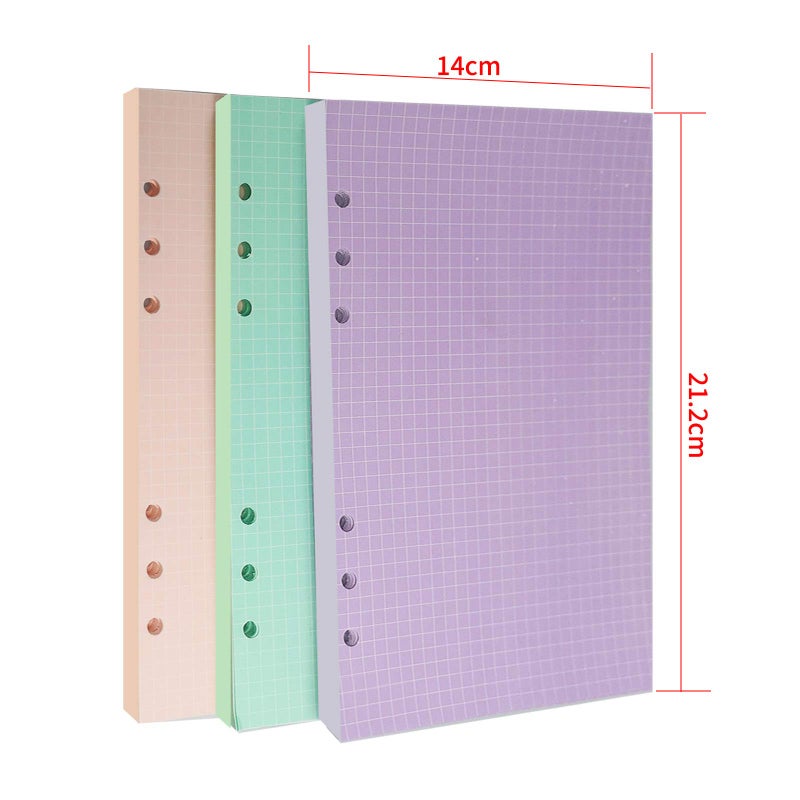 Chris.W A5 Refills - 3 Pack 40 Sheets Colorful Grid Binder Paper, 3 Pcs Binder Pockets, 1 Page Marker - 6 Hole Notebook Inserts for A5 Binder Notebook Planner - Image 3