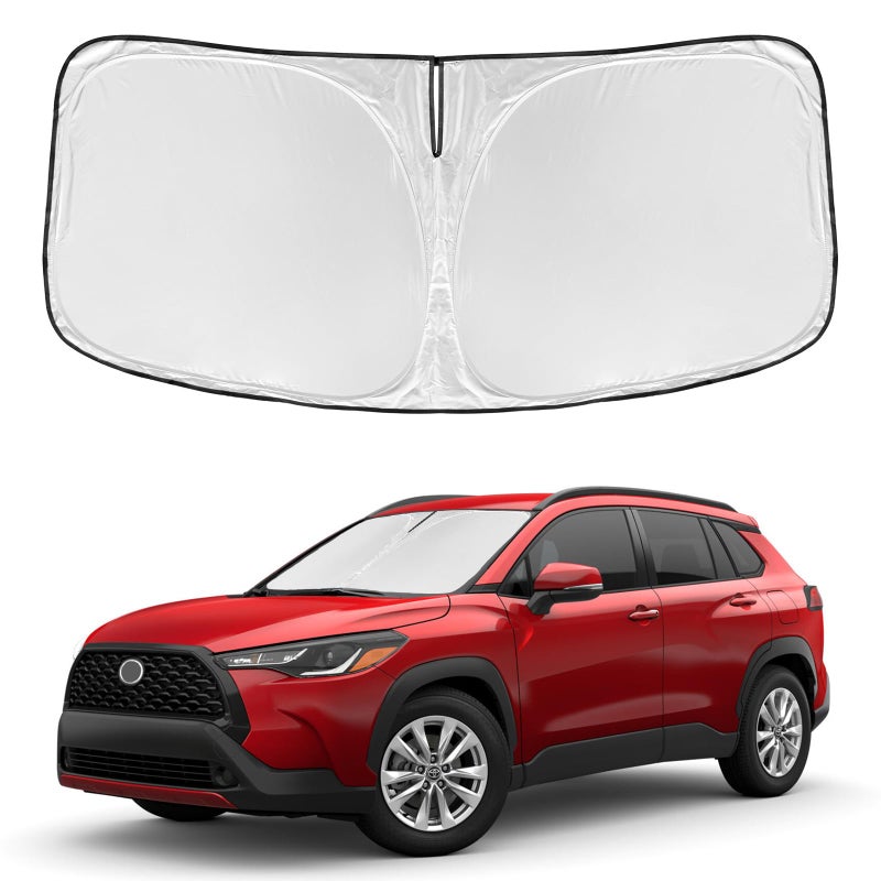 for Toyota Corolla Cross 20222025 2026 Windshield Sun Shade  4 Layers Car Sunshades for Front Windows Shade Cover Custom Fit Corolla Cross Sun Visor 240T Retractable Blocks UV Rays Car Accessories