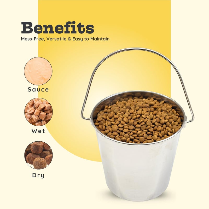 AASPIRE PETS 16 quart Heavy Duty Stainless Steel Round Bucket with Handle | 4 gal Sturdy Food & Water Bowl for XL Dog Goat sheep Horse & Livestock | Fits kennel Crate Cages Farm | Hanging Utility Pail - Image 4