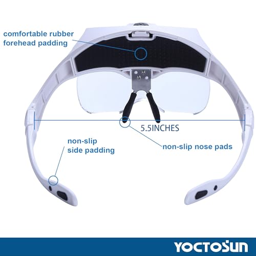 YOCTOSUN LED Head Magnifier, Rechargeable Hands Free Headband Magnifying Glasses with 2 Led, Professional Jeweler's Loupe Light Bracket and Headband are Interchangeable - Image 5