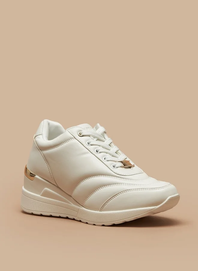 Flora Bella By Shoexpress Women's Quilted Lace-Up Low Ankle Casual Sneakers Shoes