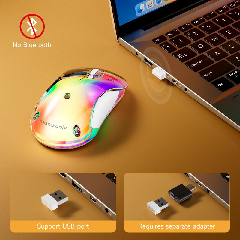 memzuoix 2.4G LED Wireless Mouse, Rechargeable Ergonomic Mouse with Detachable Cover, 1400 DPI Portable Optical Computer Mouse with USB Receiver for Laptop, PC, Desktop and MacBook, 5 Buttons - Image 5