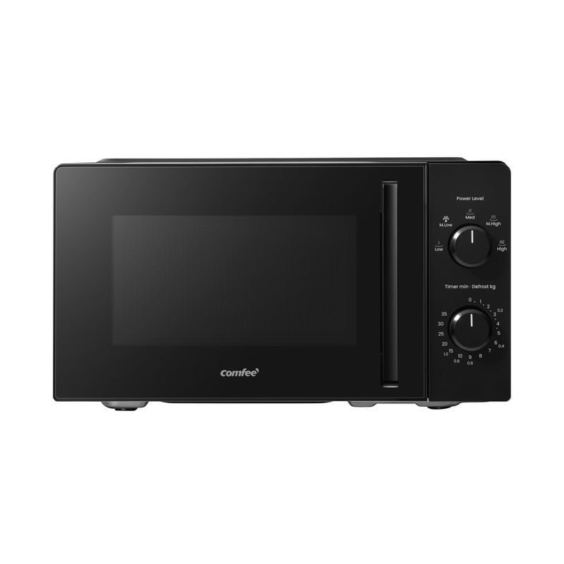 COMFEE' 20L Compact Black Microwave Oven, 700W Solo Manual Countertop Microwave with 5 Power Levels, Quick Defrost, Easy Clean, Dial Timer, Ideal for Small Kitchens - CMO-MM20L2NFPF(BK) - Image 1