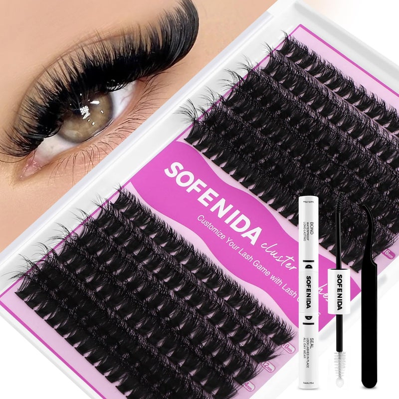 SOFENIDA Lash Extension Kit Thick Lash Cluster Kit 10-18mm Volume Eyelash Clusters D Curvature Cluster Eyelash Extensions Kit 3D Wispy Lash Clusters DIY Lash Extension Kit(60D 80D-10-18MIX Thick Kit) - Image 1