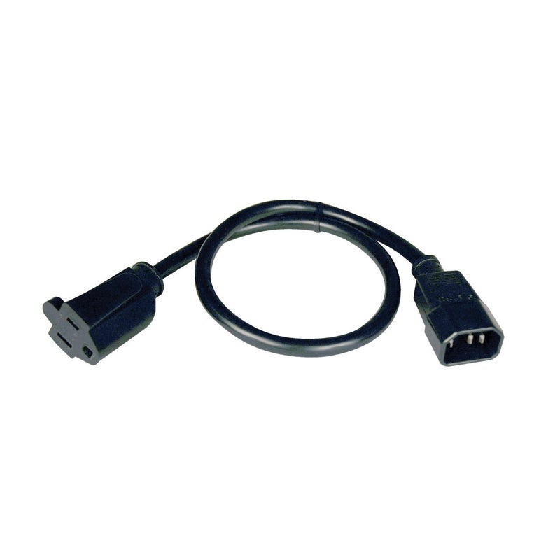 Tripp Lite Standard Computer Power Cord 12A, 16AWG (IEC-320-C14 to NEMA 5-15R) 2-ft.(P002-002) , Black