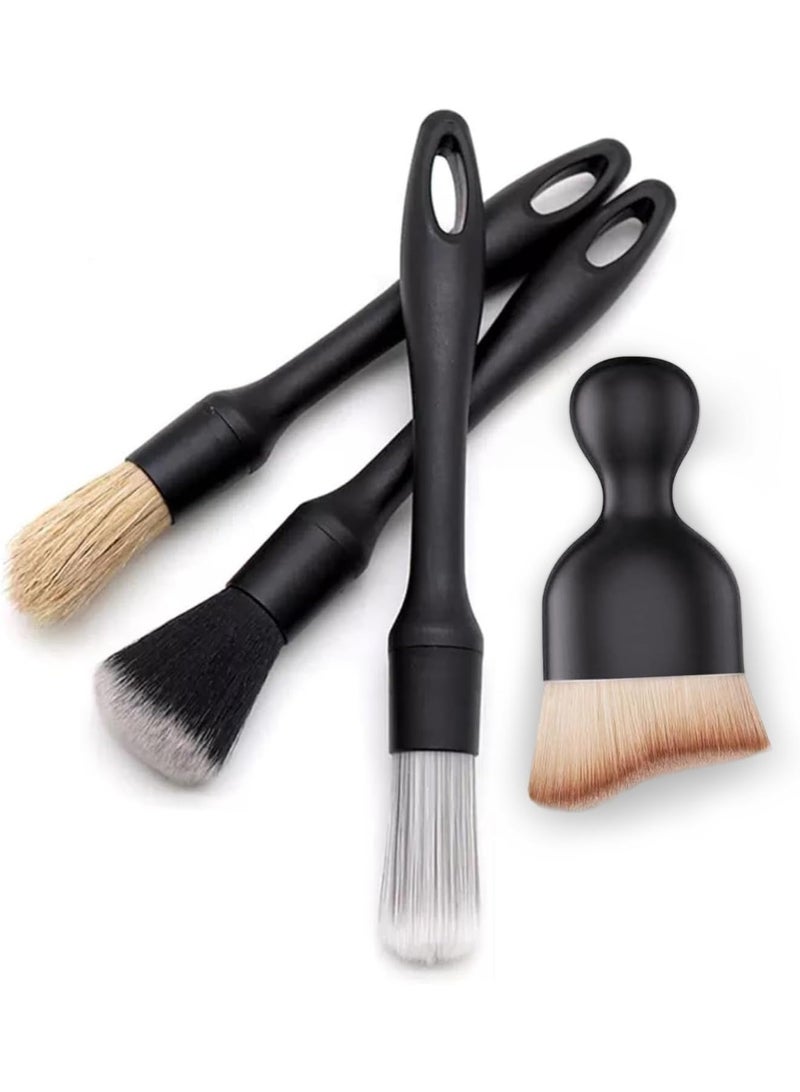 Halamodo مجموعة فرش تنظيف السيارات - مجموعة مكونة من 4 قطع لتنظيف الداخل والخارج - فرشاة غسيل سيارات متميزة لنتائج احترافية - Image 1