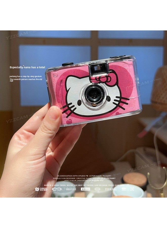 Generic Fool Mini Retro Waterproof Film Camera Film Machine Children Cute Student Campus Camera-Body Color:Love Kt Cat-package 2  - Image 1