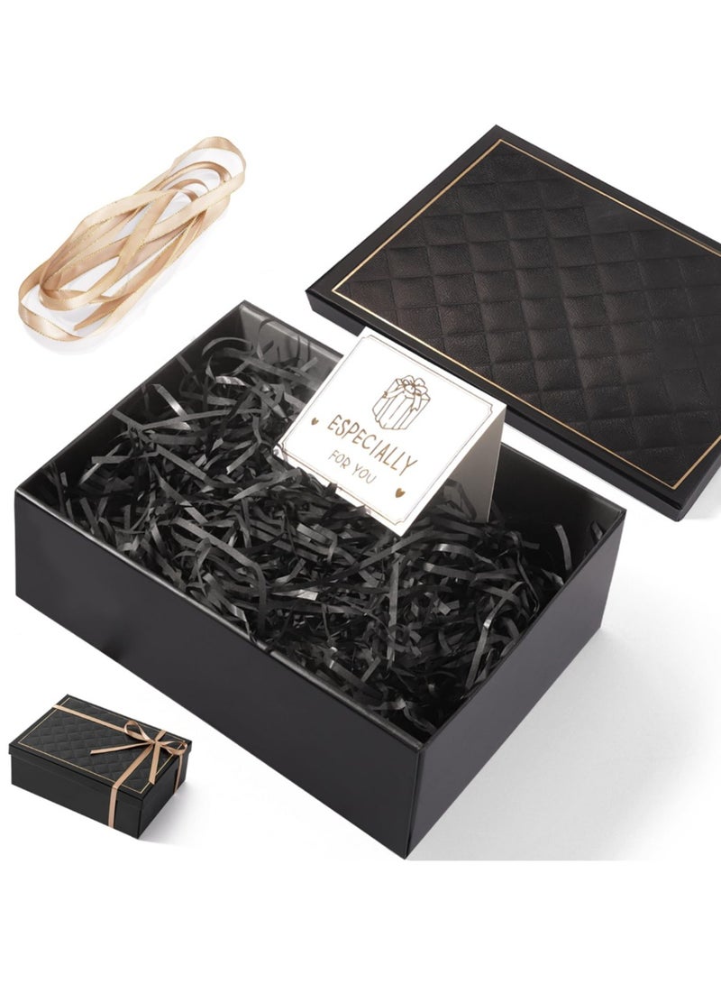 صندوق هدايا فاخر مع حقيبة هدايا 25 × 18 × 8.5 سم هدية التخرج صندوق هدايا فاخر كبير أسود صناديق هدايا إغلاق مغناطيسي مع شريط بغطاء قابل للطي صناديق للنساء هدايا الزفاف وهدايا عيد الميلاد وهدايا الزفاف والتغليف- - Image 2