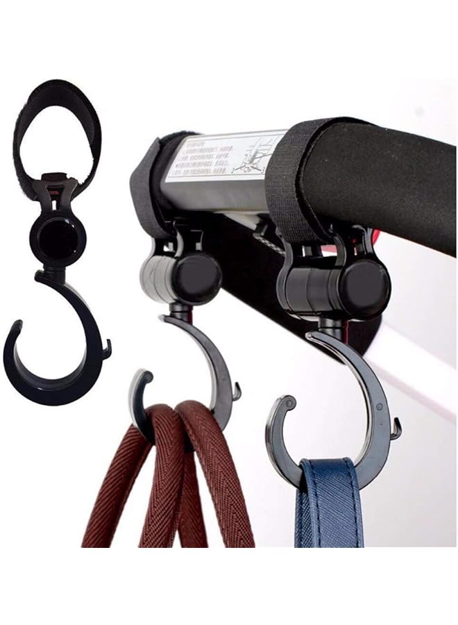 شواي مجموعة من 2 مشبك كبير جدًا ومتين لعربة الأطفال لحقيبة الحفاضات وعربة الأطفال وحقيبة الظهر وحقيبة الركض وحقيبة اليد وعربة التسوق والبقالة باللون الأسود - Image 5