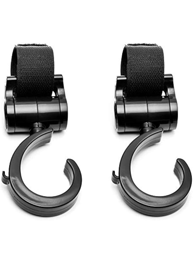 شواي مجموعة من 2 مشبك كبير جدًا ومتين لعربة الأطفال لحقيبة الحفاضات وعربة الأطفال وحقيبة الظهر وحقيبة الركض وحقيبة اليد وعربة التسوق والبقالة باللون الأسود - Image 3