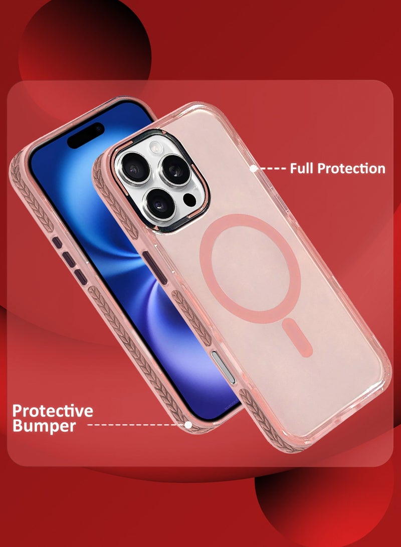 CATANES (for iPhone 16 Pro Max) 2Packs Hard PC Magsafe Case Cover Polycarbonate Magnetic Strong Shockproof Protective Case Cover Transparent - Pink Color - Image 2