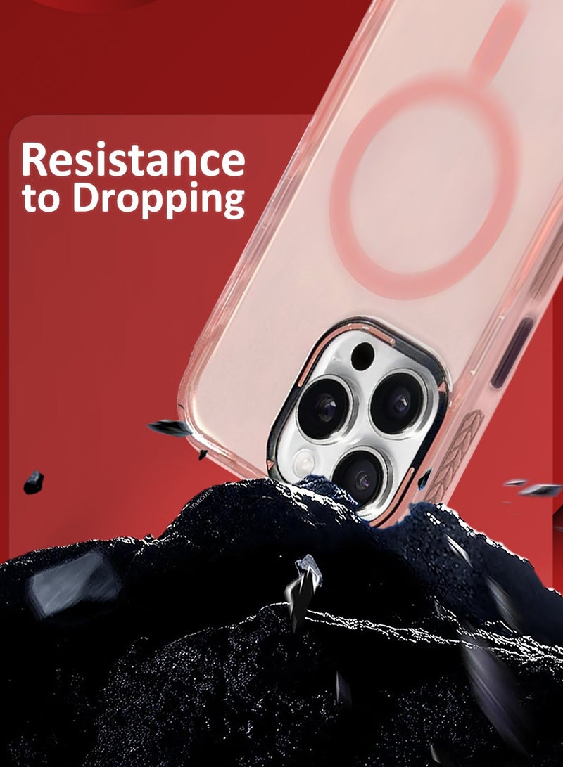 CATANES (for iPhone 16 Pro Max) 2Packs Hard PC Magsafe Case Cover Polycarbonate Magnetic Strong Shockproof Protective Case Cover Transparent - Pink Color - Image 3