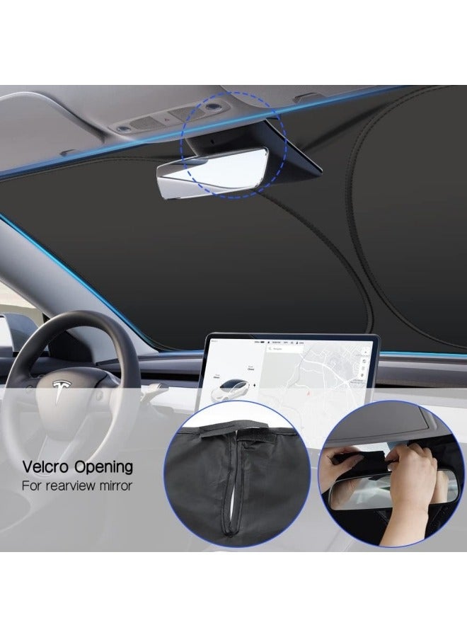 Loquat Foldable Car Windshield Sunshade with Storage Pouch, Front Windshield Reflective Sunshade, Car Window Sunshade for Sun Heat Protection and Block UV Rays, Keep Vehicle Cooler - Image 4