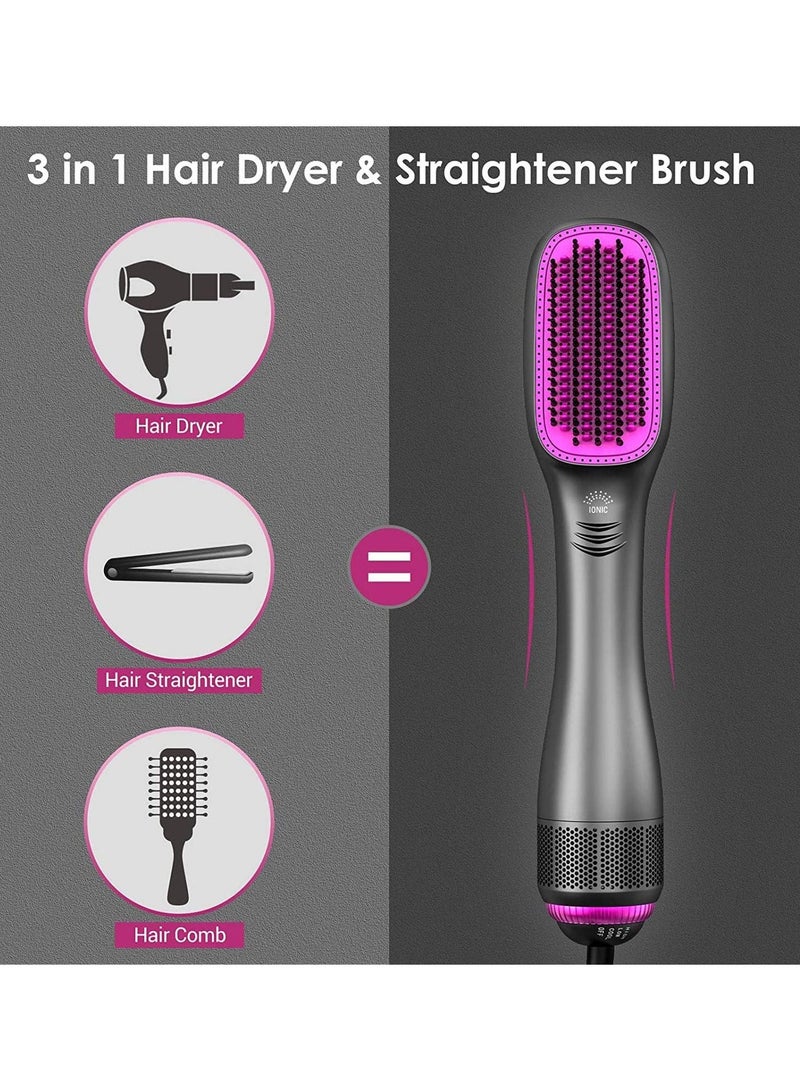 Sharpdo 3 In 1 Hair Dryer Brush & Straightener Brush, Professional 1200W Powerful Ceramic Tourmaline Ionic Hot Air Brush, 3 Heat/2 Speed Settings One Step Hair Dryer And Styler For All Hair Types - Image 2