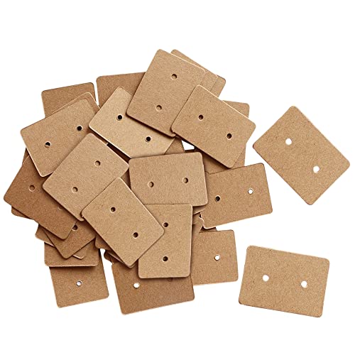 G2PLUS 200PCS Earring Display Cards, Kraft Paper Earrings Holder Card, 1.10" x 1.57" Ear Stud Earring Card for Handmade Earrings, Studs Selling and Small Jewelries (Brown) - Image 1