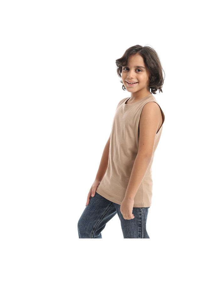 Andora Cool And Light Cut Sleeves Summer Tank Top _ Cafe Beige - Image 4