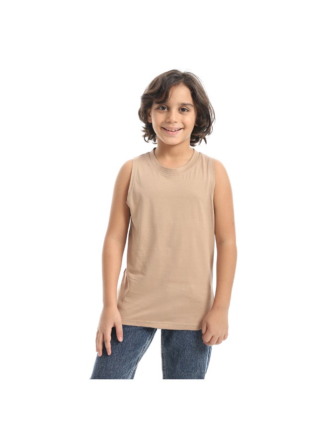 Andora Cool And Light Cut Sleeves Summer Tank Top _ Cafe Beige - Image 2