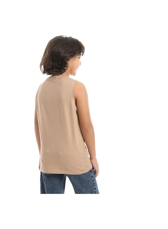 Andora Cool And Light Cut Sleeves Summer Tank Top _ Cafe Beige - Image 5