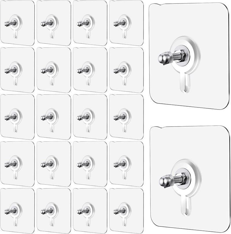 Dargoba Hooks for Wall without Drilling 20 Pack, self Adhesive Screw Hook, Wall Hooks for Hanging Strong, Sticky Hooks for Wall Hanger, Kitchen Accessories Items Hangers for Bathroom, Home - Image 1
