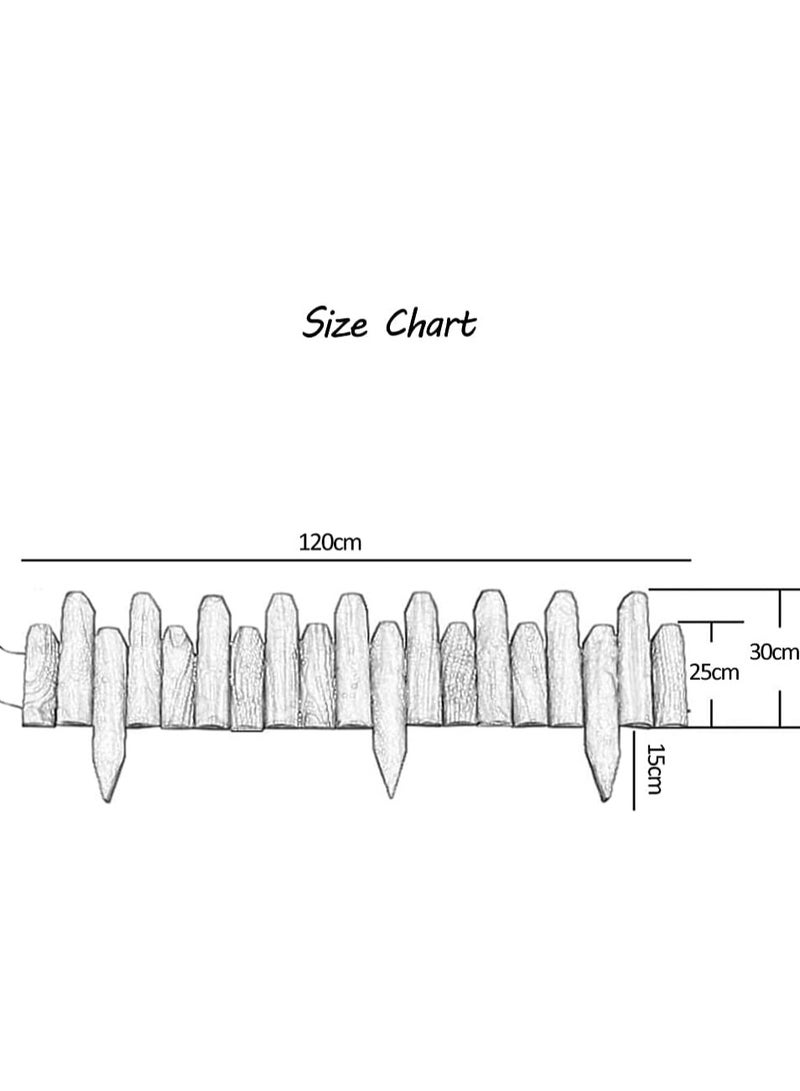HOME TASTE Hometaste Wooden Garden Picket Fence, Decorative Garden Fences For Patio, Fairy Garden Fence, Wooden Landscape Edging Border, Portable Outdoor Fencing For Flower Bed/Lawn Edgings (Medium) - Image 2