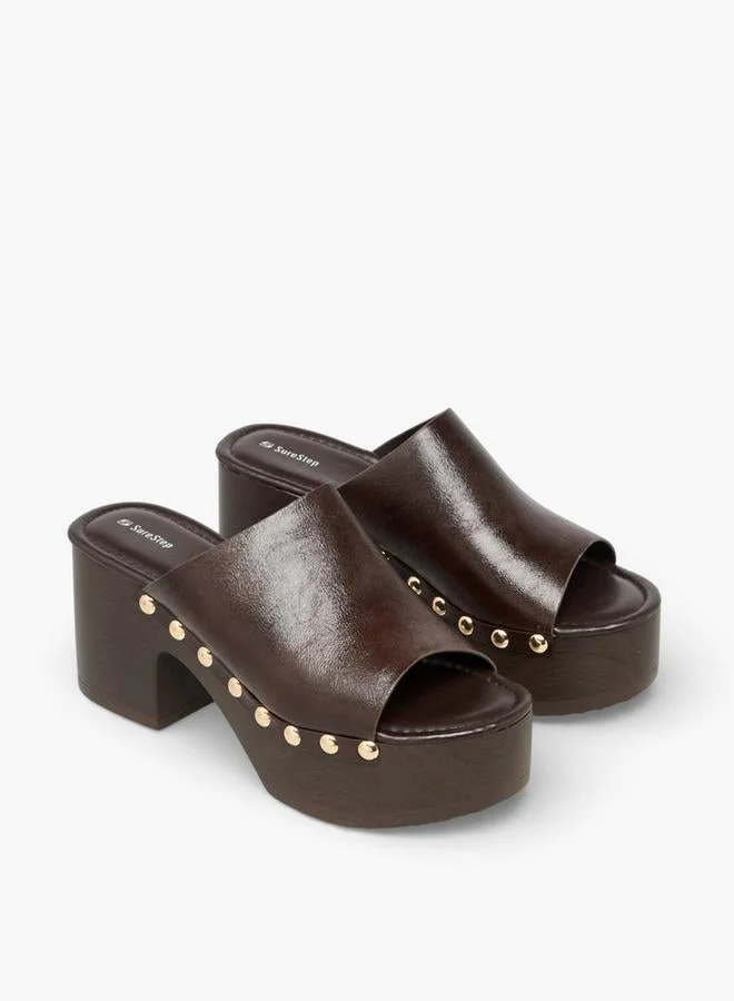 Surestep BLACK Women Stud Embellished Platform Heel Sandals for Women | Best Price UAE