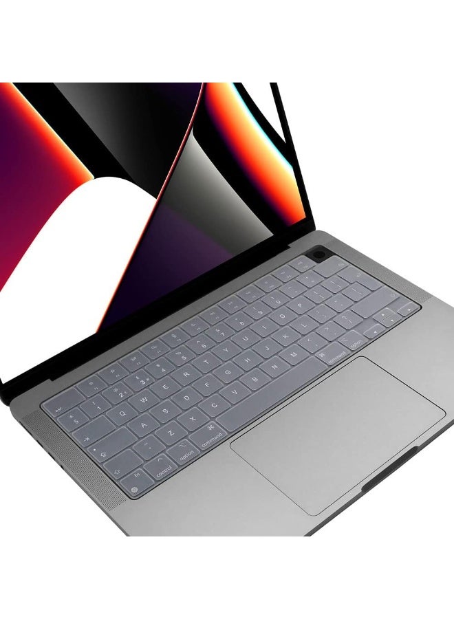Silicone Keyboard Cover Skin for 2024-2021 MacBook Air 15" 13" M3 M2 (A2941 A2681) & Pro 14" 16" M3 M2 M1(A2991 A2992 A2918 A2779 A2442 A2780 A2485) UK/EU Layout - Image 1