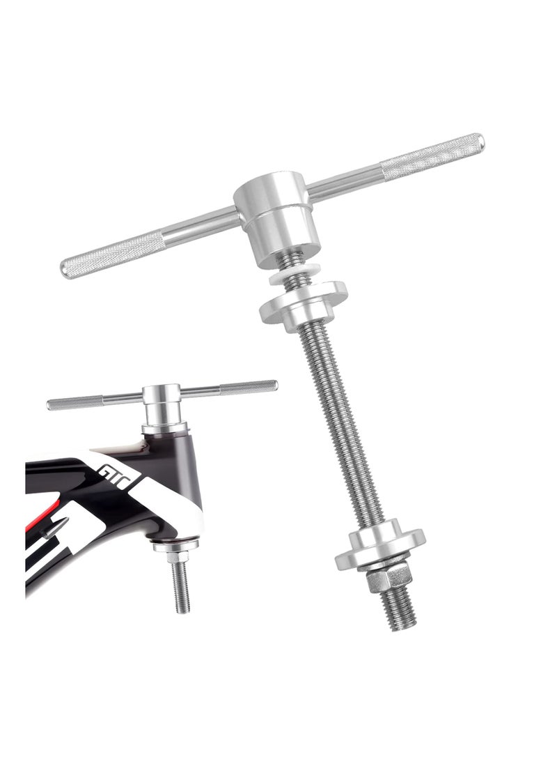 SYOSI Bike Headset Cup & Bottom Bracket Press Install Tool (Polished Silvery), Bicycle Repair Accessories, Bike Headset Press-in Tool, Bicycle BB Shell Bearing Installer with 2 BB Drifts  - Image 1