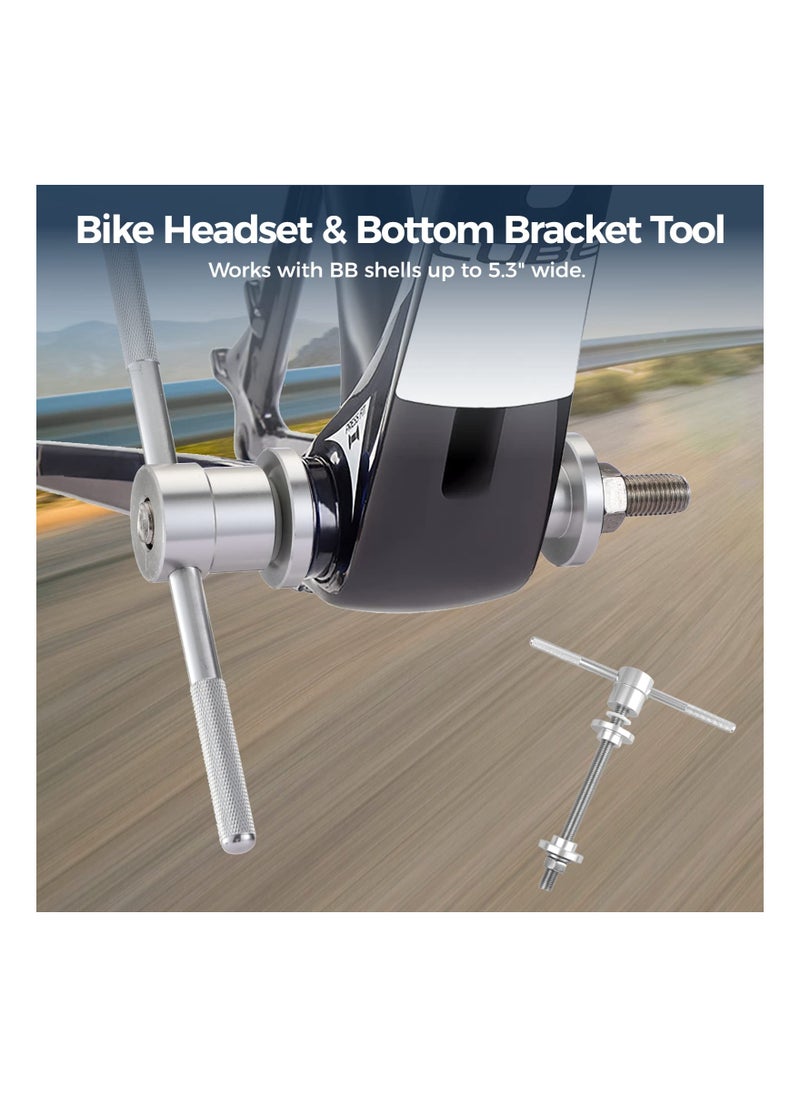 SYOSI Bike Headset Cup & Bottom Bracket Press Install Tool (Polished Silvery), Bicycle Repair Accessories, Bike Headset Press-in Tool, Bicycle BB Shell Bearing Installer with 2 BB Drifts  - Image 4