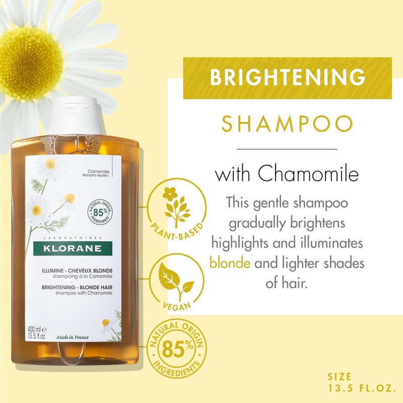 Klorane Brightening Shampoo with Chamomile - Enhances Highlights and Brightens Blonde Hair - Softens and Enhances Shine - Ultra-Gentle Formula - Dermatologist-Tested, Vegan - 13.5 fl. oz. - Image 2