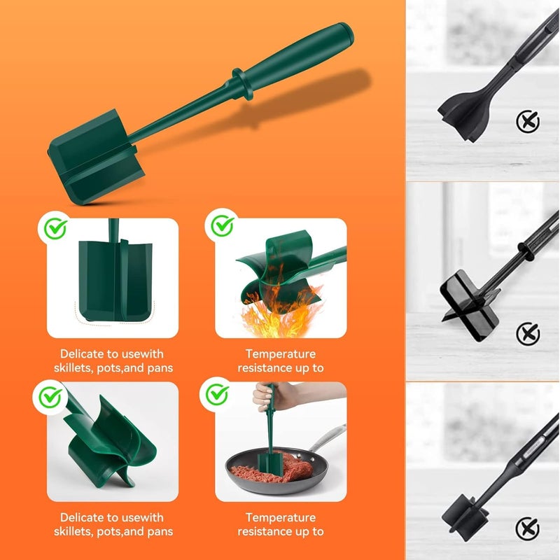 liboyixi Meat Chopper for Hamburger, Premium Heat Resistant Masher and Smasher for Ground Beef, Turkey and More, Nylon Ground Beef Chopper Tool and Meat Fork, Non Stick Mix (aqua) - Image 4