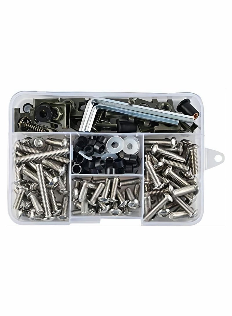 كابتن تيك Motorcycle Fairing Bolt Kit Screws 177pcs Black Fasteners Bolts Mounting Washers Nuts Screws For Most Of Motorcycles bolt Clip Nut For Motorcycle Windscreen M5 M6 Bodywork Screws, with Storage Box - Image 1