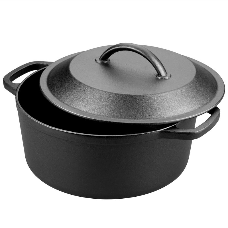 VORRINGARD Pre-Seasoned Cast Iron Dutch Oven with Lid, Round and Dual Handles, for Stovetop, Camping, Grill, Induction, Electric, Black, 3 qt - Image 4