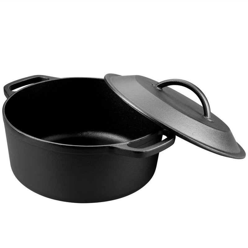 VORRINGARD Pre-Seasoned Cast Iron Dutch Oven with Lid, Round and Dual Handles, for Stovetop, Camping, Grill, Induction, Electric, Black, 3 qt - Image 5