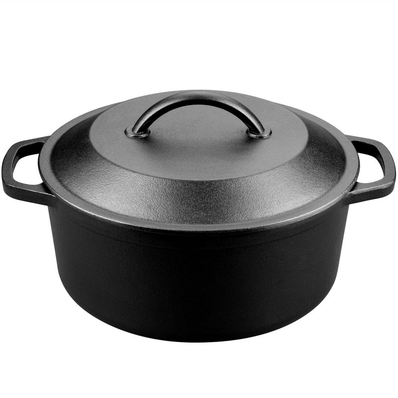 VORRINGARD Pre-Seasoned Cast Iron Dutch Oven with Lid, Round and Dual Handles, for Stovetop, Camping, Grill, Induction, Electric, Black, 3 qt - Image 1