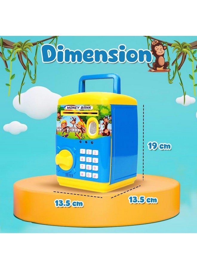 Wembley Finger Print Sensor ATM Piggy Bank for Kids Girl Boys Gullak for Money Bank with Password & Music Auto Scroll Money Saving Box with Coin Cash Slot Gifts for Kids - Blue - Image 2