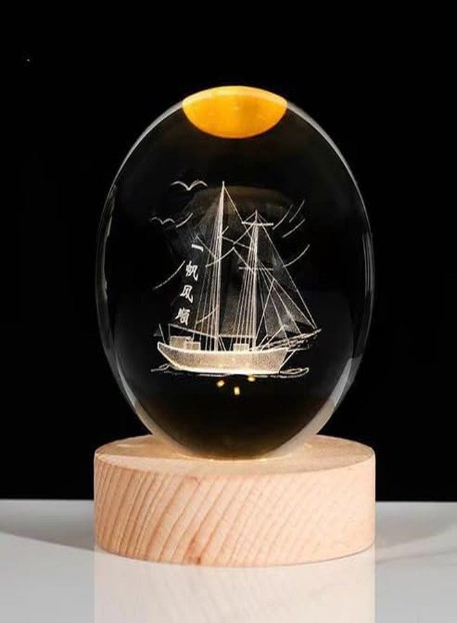 Dhanuom 3D Galaxy Ball lamp USB Table Colorful LED Wooden Base Crystal Ball for Home Decoration Birthday Gift(1 PCS)(Smooth Sailing) - Image 1