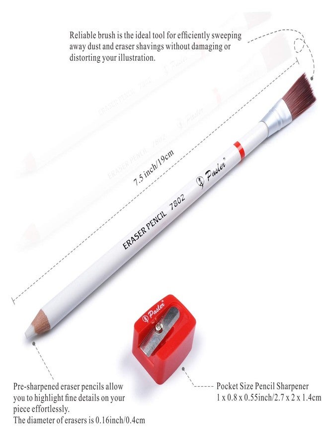 Pasler® Eraser Pencils 7802 Perfection Detail Eraser Pencil with Brush and Sharpener, Perfect for sketches and Coloured Illustrations (4- pack) - Image 3